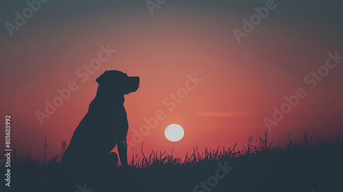 silhouette of a dog at the sunrise