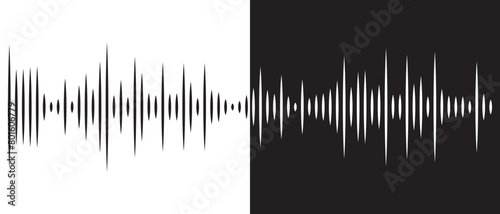 Sound wave icon, silhouette, vector design. Digital  voice recorder audio wave vector symbol. Soundwave frequency icon. Analog and digital audio signal, waves, Radio signal, Music icon, vibration. photo