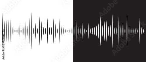 Sound wave icon, silhouette, vector design. Digital  voice recorder audio wave vector symbol. Soundwave frequency icon. Analog and digital audio signal, waves, Radio signal, Music icon, vibration.