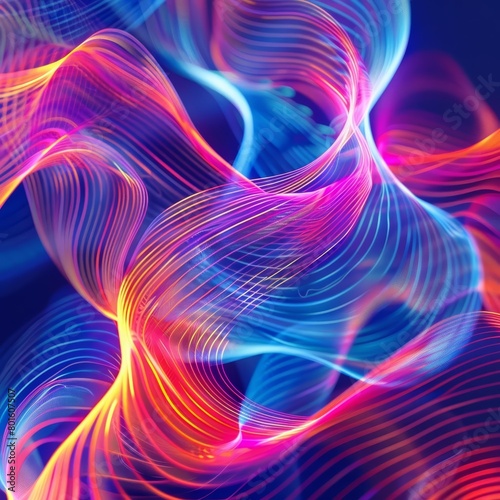 Colorful abstract painting with smooth wavy lines.