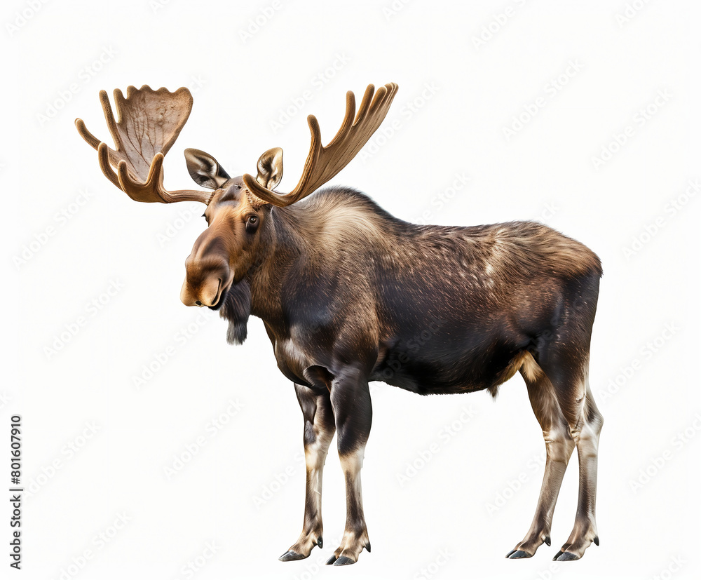 illustration of standing moose isolated white background
