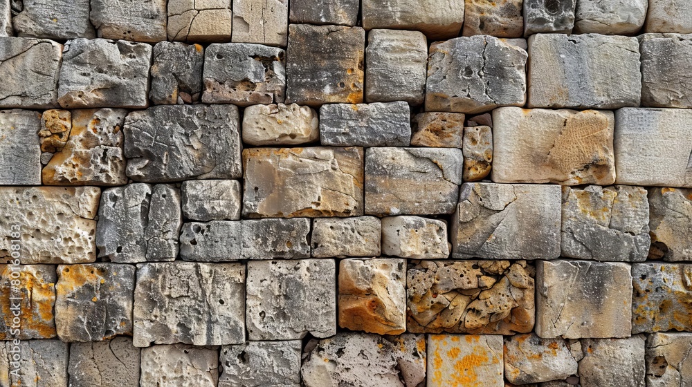 Obraz premium abstract monumental wall background made of large old stones textured photo