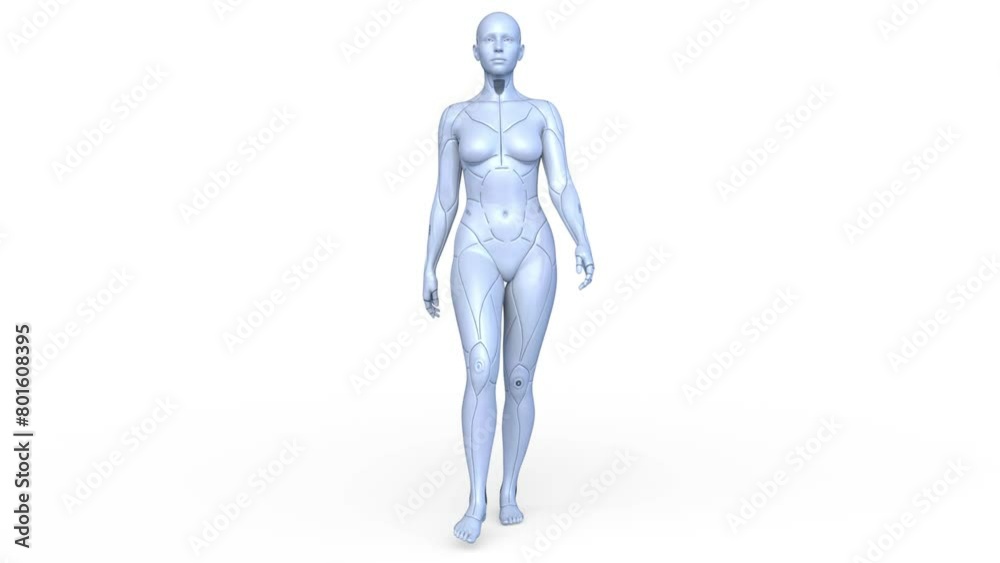 歩く女性サイボーグ 3DCGレンダリング 歩く女性サイボーグ 3DCGレンダリング
