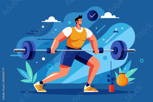 A motivating shot of a person doing a crossfit workout, lifting heavy weights and pushing through intense circuits