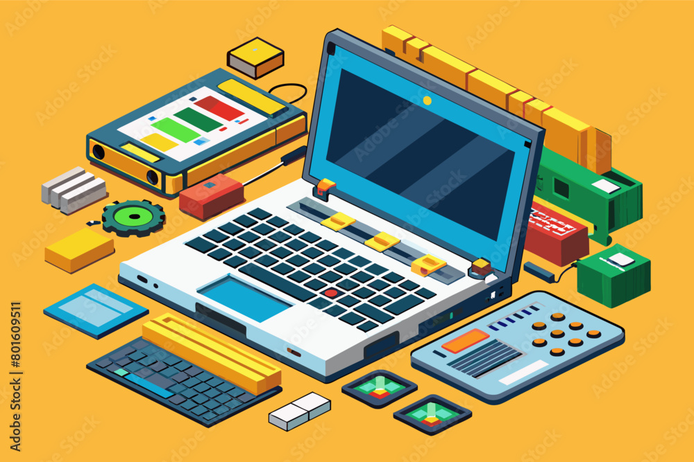A modular laptop with swappable components for ultimate customization. A modular laptop with swappable components for ultimate customization.