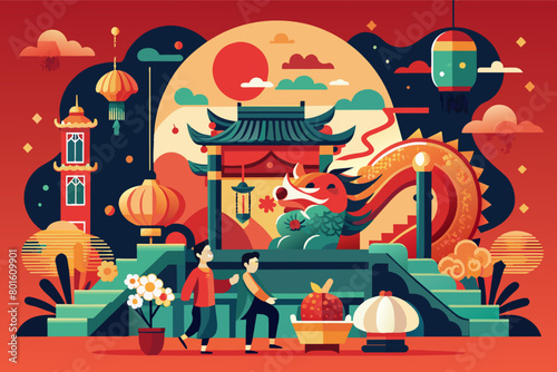 A modern art installation inspired by lunar new year traditions