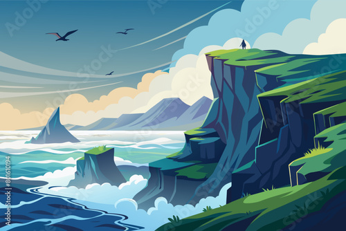 A rocky coastline with crashing waves