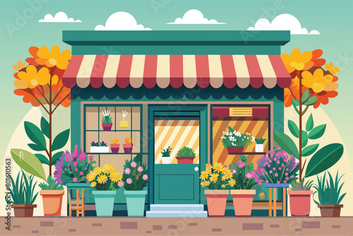 a cartoon illustration of a house with flowers and a fire place.