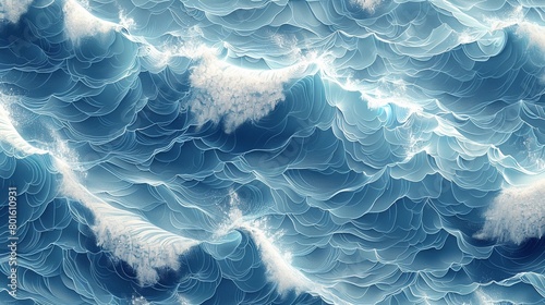 Sunlit waves in a seamless pattern, perfect for adding a touch of nature to any design 8K , high-resolution, ultra HD,up32K HD