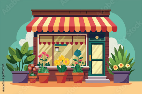 a cartoon illustration of a house with flowers and a fire place.