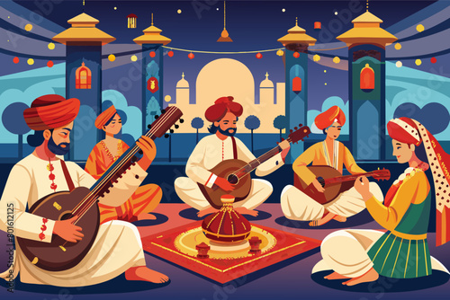 A mesmerizing sitar concert featuring master musicians playing traditional Indian ragas and mesmerizing audiences with their virtuosic performances