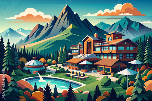 A cozy cabin nestled in the mountains