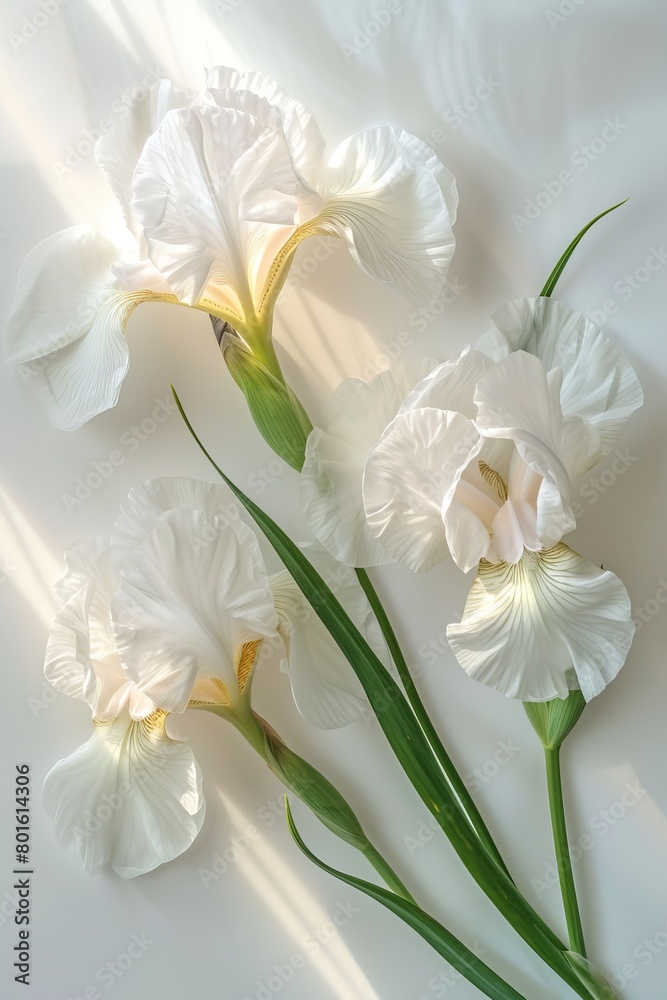 White Iris flowers. Generative AI