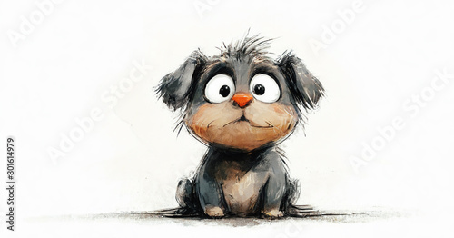 illustrazione di simpatico cucciolo di cane dallo sguardo perplesso photo