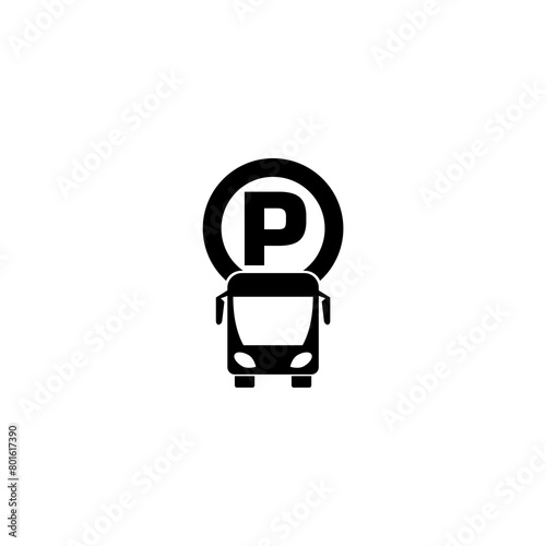 Bus parking icon isolated on white background
