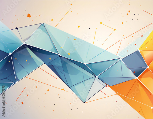 abstract geometric background with colorful blue orange triangles backdrop wallpaper with copy space (ID: 801617575)