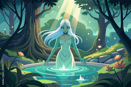 An enchanting forest filled with glowing fireflies in illustration