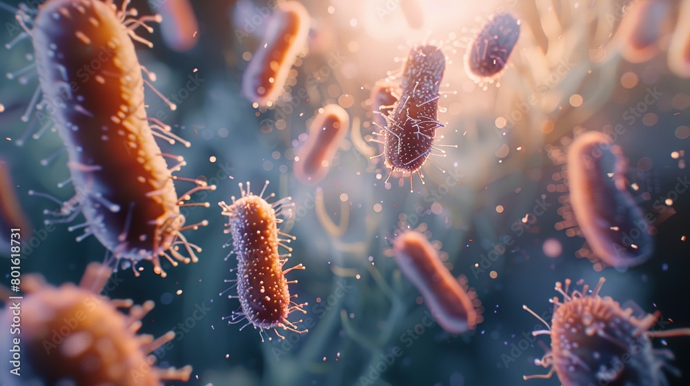 close up of 3d microscopic bacteria close up of 3d microscopic bacteria