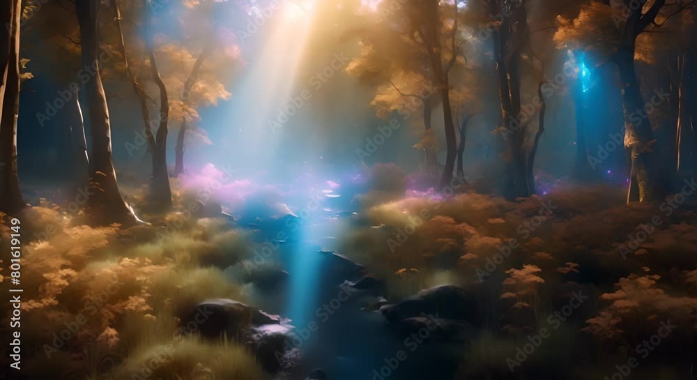 Animation of ethereal mystical forest scene with digital glow effects Animation of ethereal mystical forest scene with digital glow effects