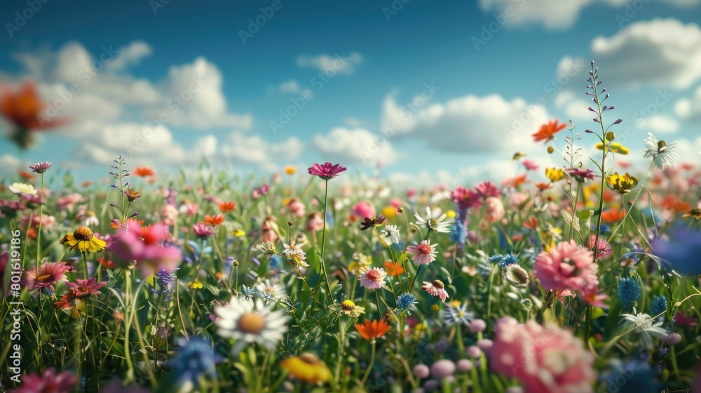 A captivating image of a field of wildflowers in bloom, symbolizing beauty and hope in the midst of challenges on National PTSD Awareness Day.