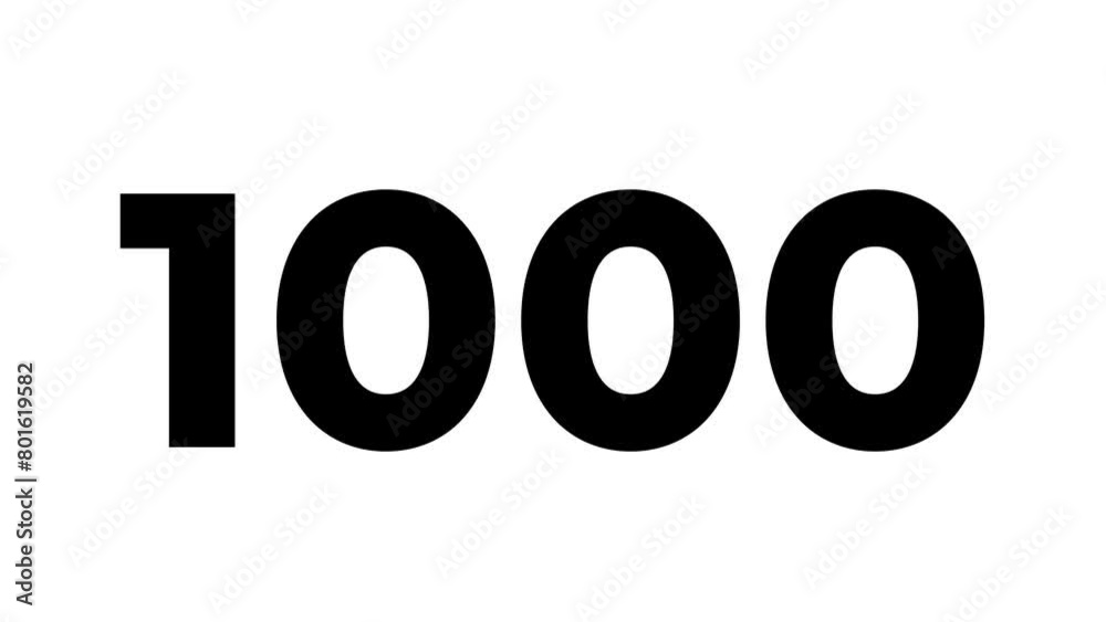 number rising from zero to one hundred, values ​​increasing, money motion graphic, 1000 number overlay