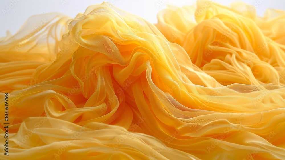 A close up of a pile of yellow fabric with some ripples, AI A close up of a pile of yellow fabric with some ripples, AI