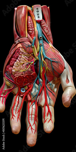 Anatomia da Mão Humana com Diversas Partes Rotuladas photo