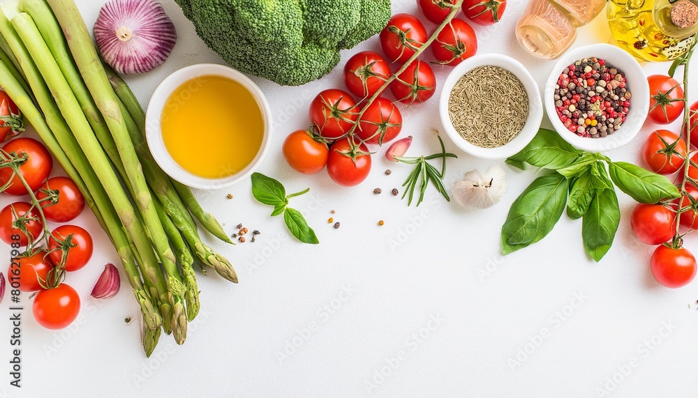 Healthy Food Vegetables on Table Flat Lay with Copy Space Healthy Food Vegetables on Table Flat Lay with Copy Space