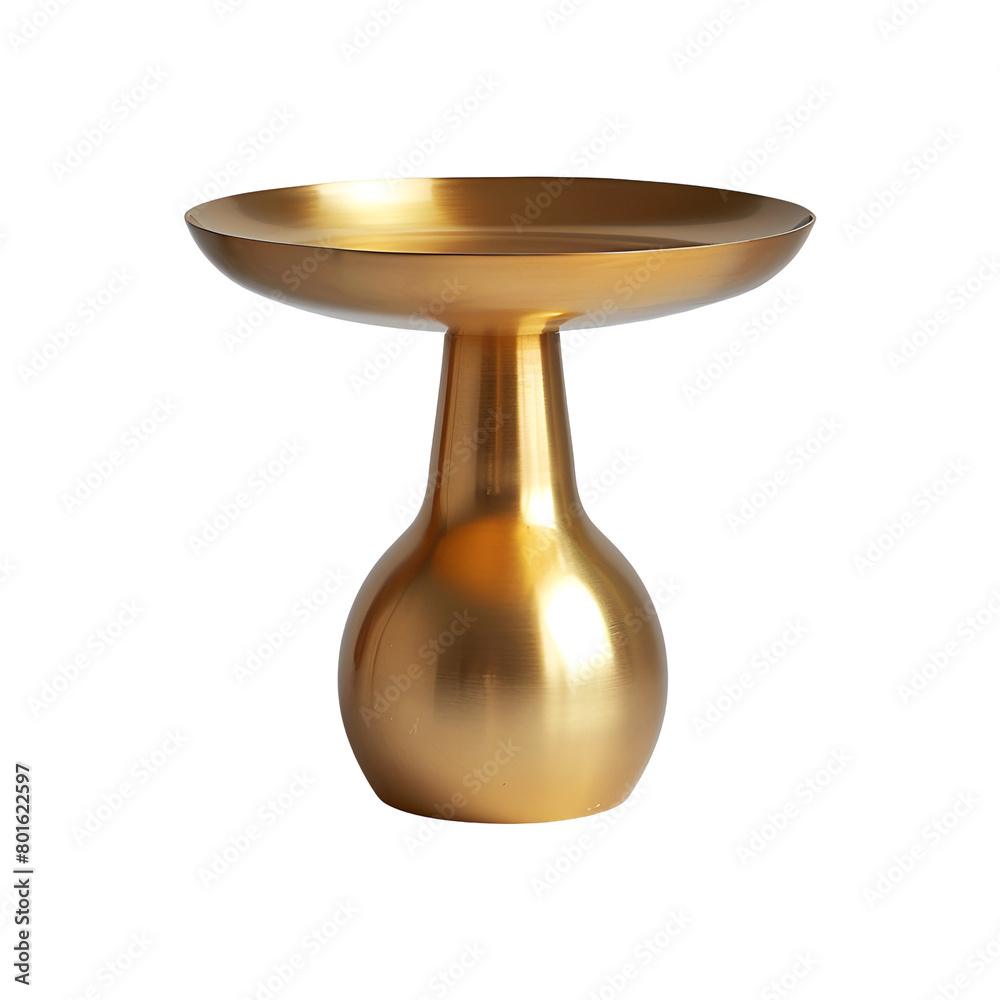 Round, Modern, Small, Metallic Golden Table: Side View Product Photography, Isolated on Transparent Background, PNG Round, Modern, Small, Metallic Golden Table: Side View Product Photography, Isolated on Transparent Background, PNG