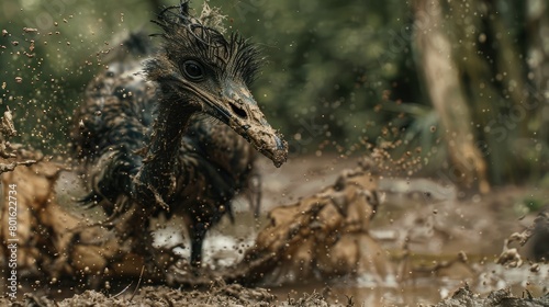A captivating image of a mud-splattered animal, its fur or feathers highlighting the playful and adventurous spirit of the natural world on International Mud Day. © Manzoor