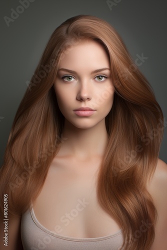 woman's silky and healthy hair portrait Generative AI