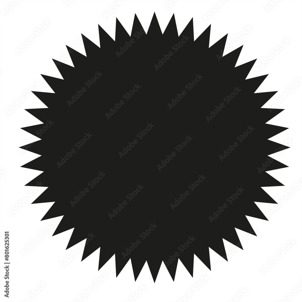 Black round shape with sharp edges for a dynamic price tag - stock vector