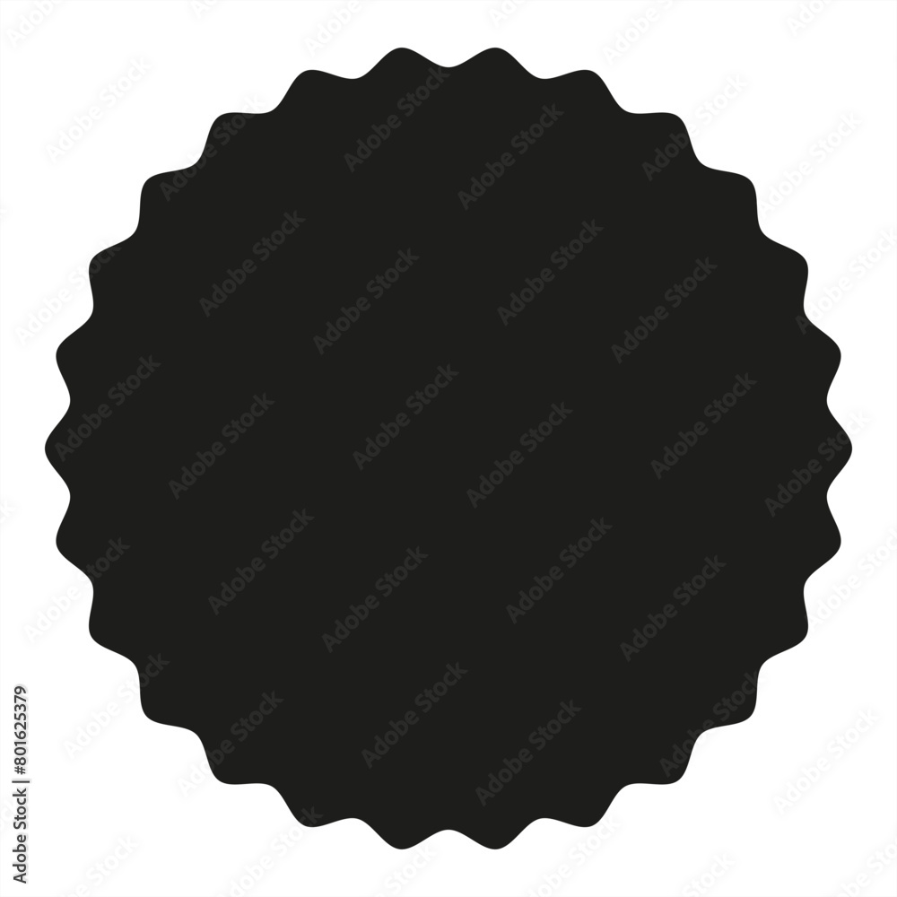 Black jagged circular shape resembling a round price tag - stock vector