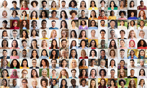 An expansive collage featuring an array of assorted human portraits, this image beautifully conveys the message of diversity