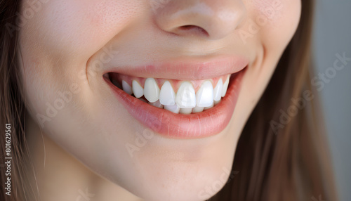Beautiful female smile after teeth whitening. Dental care. Dentistry concept.