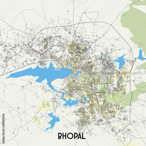 Bhopal, India map poster art