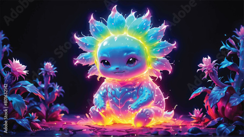 Glowing Desert Cacti - Captivating Magic Plants for Stunning Social Media Posts. Vector Illustratons of Cactus Glow in the Dark.