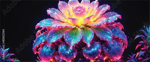 Glowing Desert Cacti - Captivating Magic Plants for Stunning Social Media Posts. Vector Illustratons of Cactus Glow in the Dark.