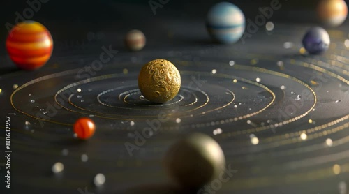A detailed solar system model with textured planets
