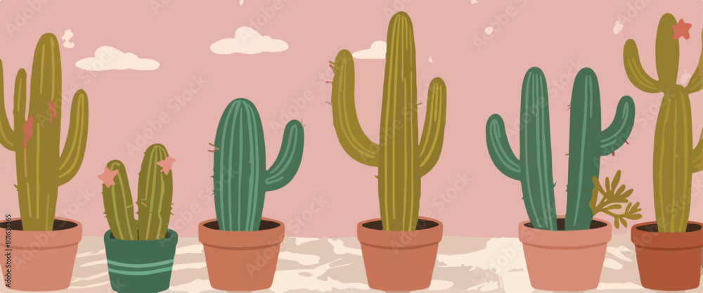 Vector Illustration of Amazing Cactus Plants. Vector Illustration of Amazing Cactus Plants.