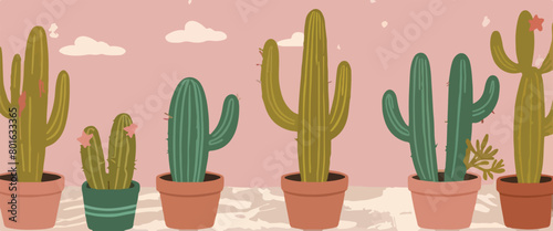 Vector Illustration of Amazing Cactus Plants.