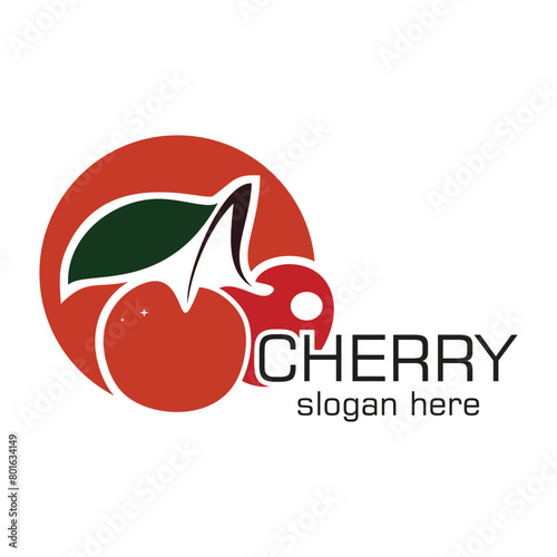 Cherry logo design simple concept Premium Vector