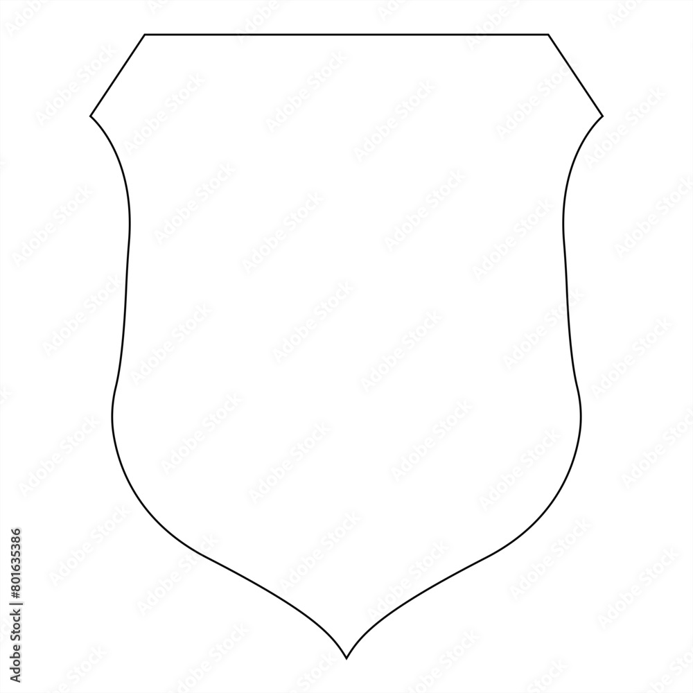 Outline shield with a curved edge - stock vector Outline shield with a curved edge - stock vector