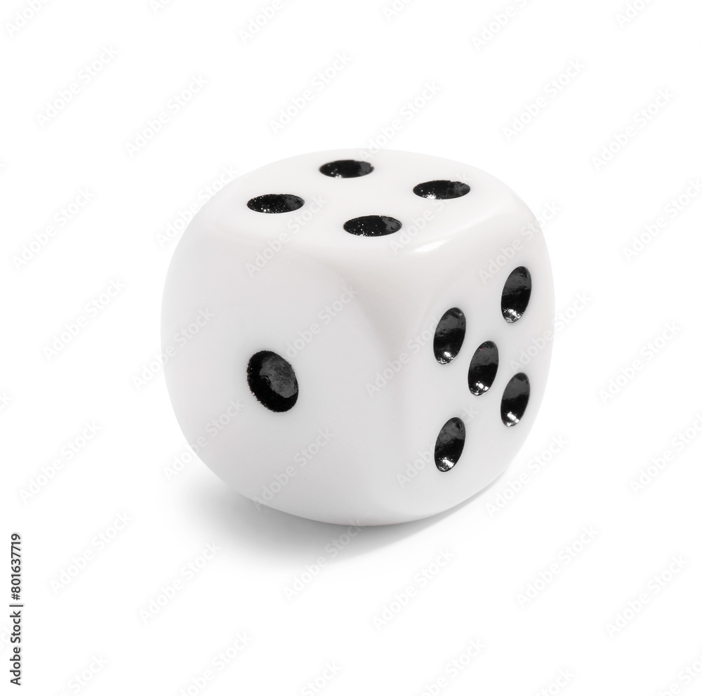 One dice isolated on white. Game cube One dice isolated on white. Game cube