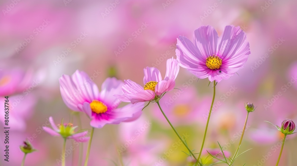 Vibrant pink cosmos flowers in bloom Vibrant pink cosmos flowers in bloom