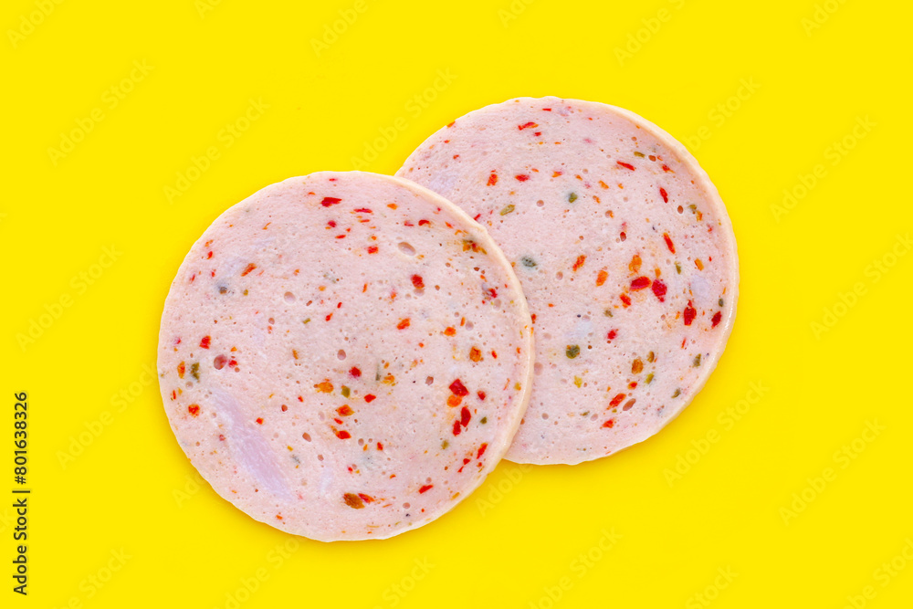 Spicy sliced bologna sausage with chili Spicy sliced bologna sausage with chili