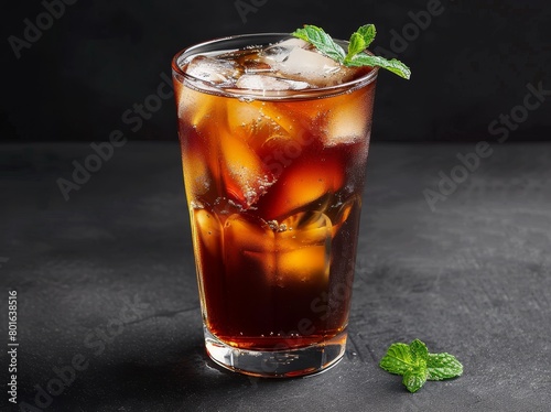 Refreshing iced tea with mint garnish