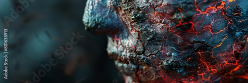 A close up of a face made of lava.