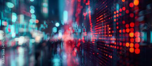 Wallpaper Mural Abstract blur of a digital screen displaying rapidly changing stock market prices, symbolizing online trading and e-commerce analytics, ecommerce background, with copy space Torontodigital.ca