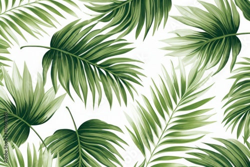 Abstract pattern with green tropical palm leaves